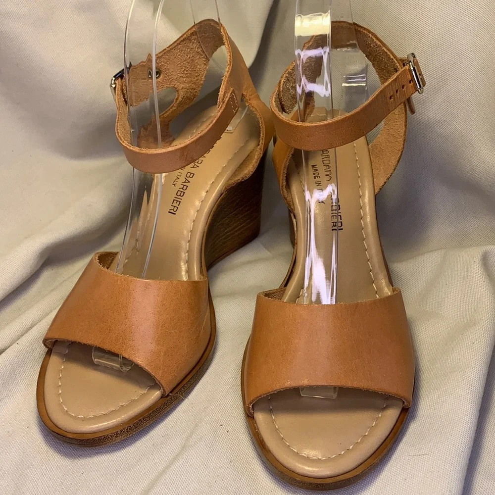 Barbara Barbieri leather wedge sandal ankle strap